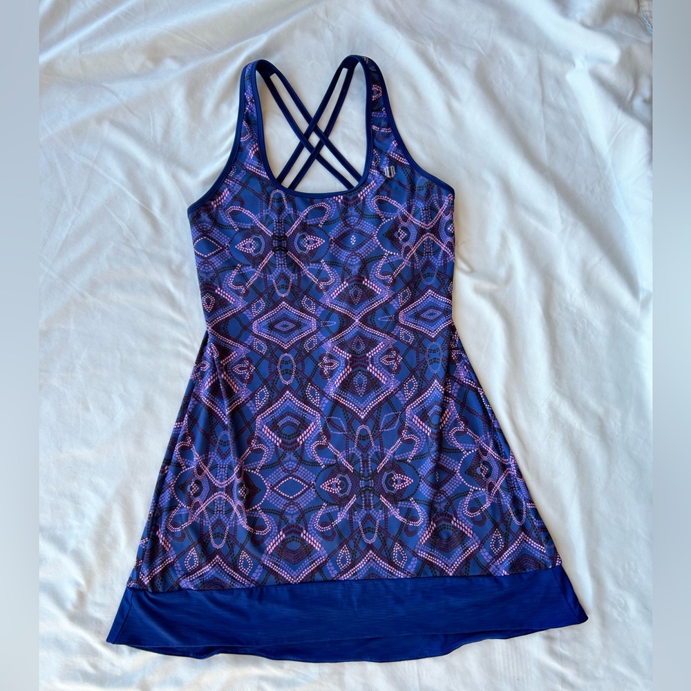 EleVen by Venus Williams Navy and Purple Patterned Athletic Dress